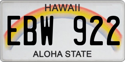 HI license plate EBW922