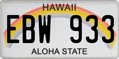 HI license plate EBW933