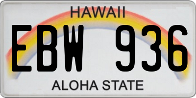 HI license plate EBW936