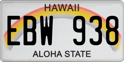 HI license plate EBW938