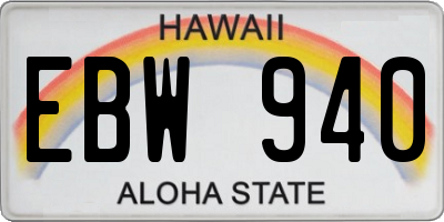 HI license plate EBW940