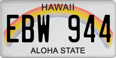 HI license plate EBW944