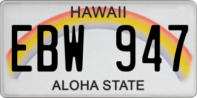 HI license plate EBW947
