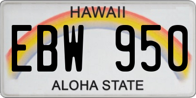 HI license plate EBW950