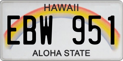 HI license plate EBW951