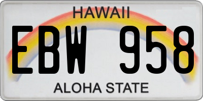 HI license plate EBW958