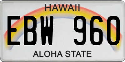 HI license plate EBW960
