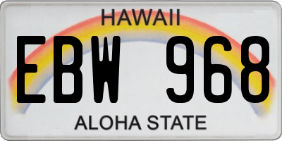 HI license plate EBW968