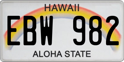 HI license plate EBW982