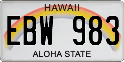 HI license plate EBW983