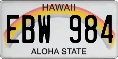 HI license plate EBW984