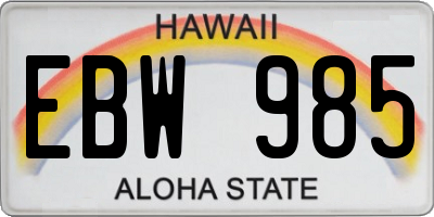 HI license plate EBW985