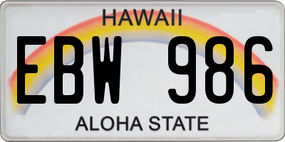 HI license plate EBW986