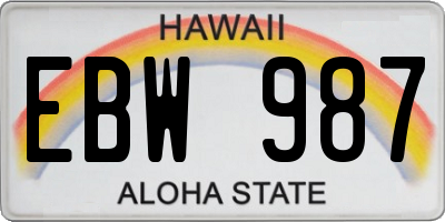 HI license plate EBW987