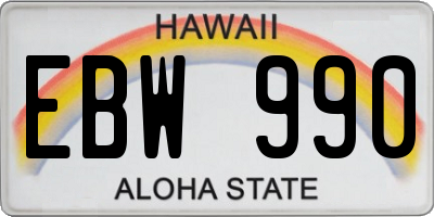 HI license plate EBW990