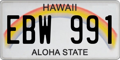 HI license plate EBW991