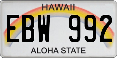 HI license plate EBW992