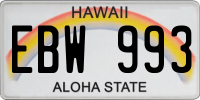 HI license plate EBW993