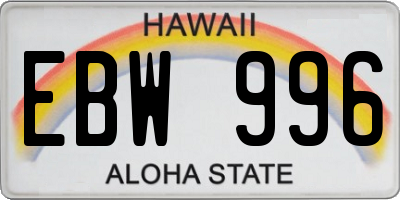 HI license plate EBW996