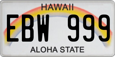 HI license plate EBW999