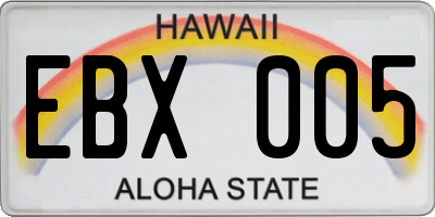 HI license plate EBX005
