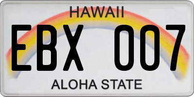 HI license plate EBX007