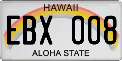 HI license plate EBX008