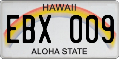 HI license plate EBX009