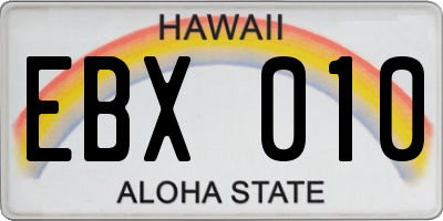HI license plate EBX010