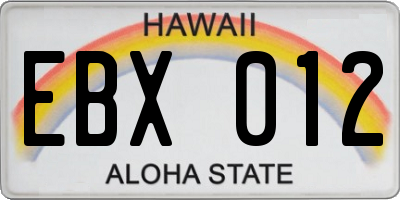 HI license plate EBX012