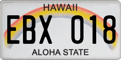HI license plate EBX018