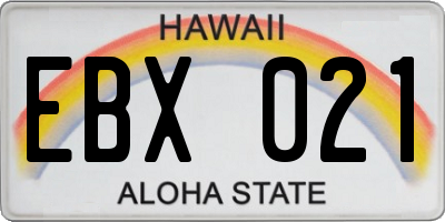 HI license plate EBX021