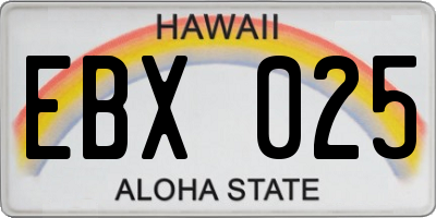 HI license plate EBX025