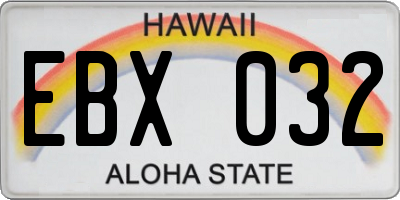 HI license plate EBX032
