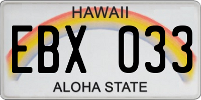 HI license plate EBX033