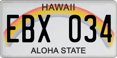 HI license plate EBX034