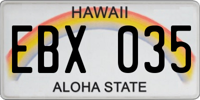 HI license plate EBX035