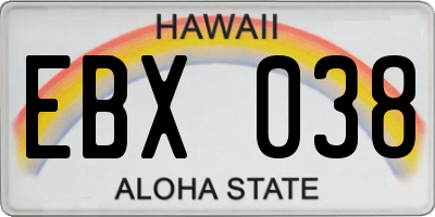 HI license plate EBX038