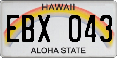 HI license plate EBX043