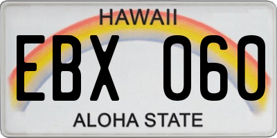 HI license plate EBX060