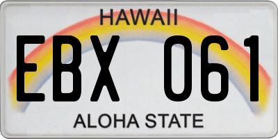 HI license plate EBX061