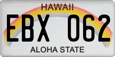 HI license plate EBX062