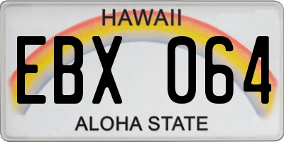 HI license plate EBX064