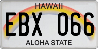 HI license plate EBX066
