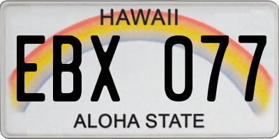 HI license plate EBX077