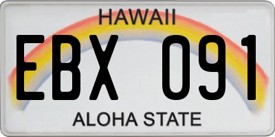HI license plate EBX091