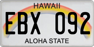 HI license plate EBX092