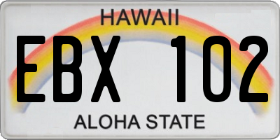 HI license plate EBX102