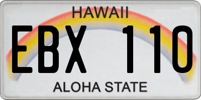 HI license plate EBX110