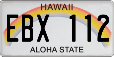 HI license plate EBX112
